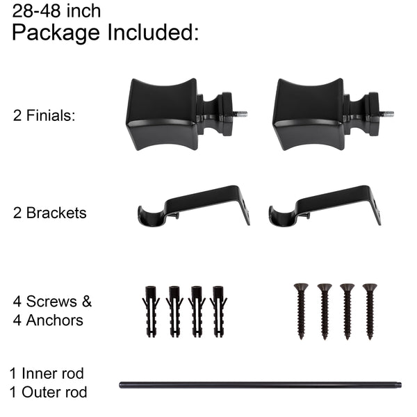 LOT97 D9XX Wall Mounted 3/4 Inch Curtain Rod - Curtain Rods For Windows, Adjustable Drapery Rods, Curtain Rods, Bedroom & Living Room Decorative Curtain Rods, Tapestry Poles