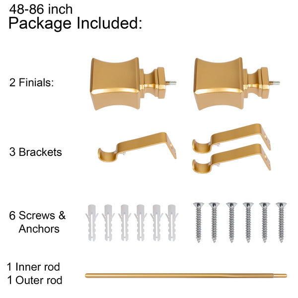 LOT97 D9XX Wall Mounted 3/4 Inch Curtain Rod - Curtain Rods For Windows, Adjustable Drapery Rods, Curtain Rods, Bedroom & Living Room Decorative Curtain Rods, Tapestry Poles