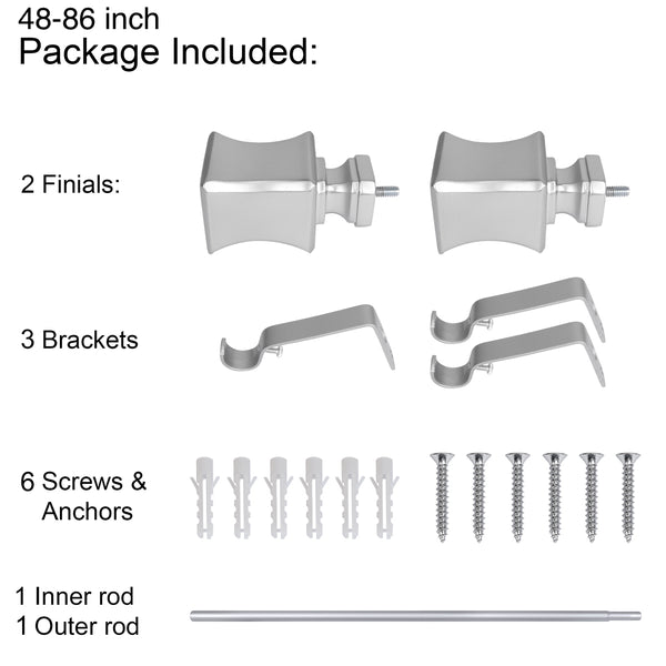 LOT97 D9XX Wall Mounted 3/4 Inch Curtain Rod - Curtain Rods For Windows, Adjustable Drapery Rods, Curtain Rods, Bedroom & Living Room Decorative Curtain Rods, Tapestry Poles