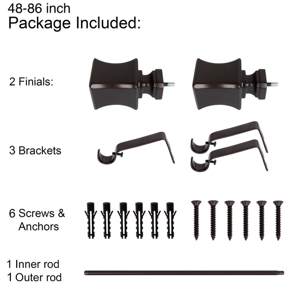 LOT97 D9XX Wall Mounted 3/4 Inch Curtain Rod - Curtain Rods For Windows, Adjustable Drapery Rods, Curtain Rods, Bedroom & Living Room Decorative Curtain Rods, Tapestry Poles