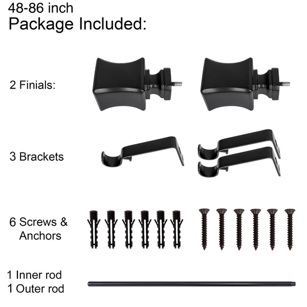 LOT97 D9XX Wall Mounted 3/4 Inch Curtain Rod - Curtain Rods For Windows, Adjustable Drapery Rods, Curtain Rods, Bedroom & Living Room Decorative Curtain Rods, Tapestry Poles