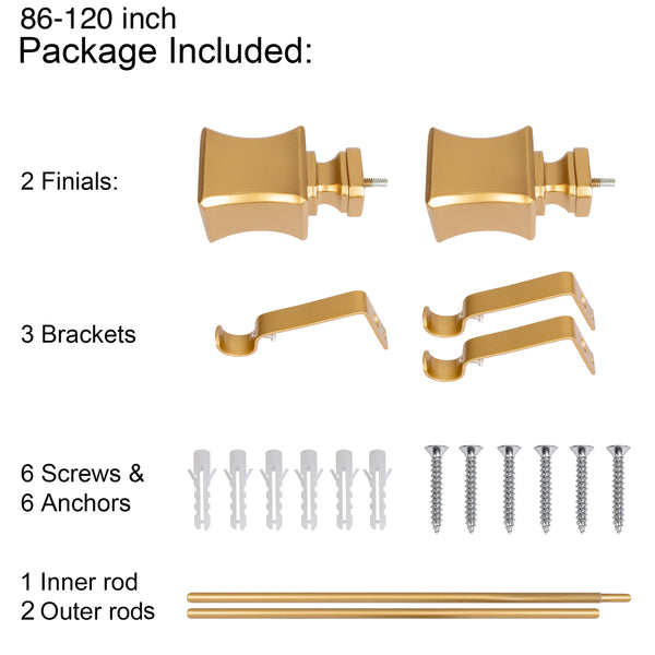 LOT97 D9XX Wall Mounted 3/4 Inch Curtain Rod - Curtain Rods For Windows, Adjustable Drapery Rods, Curtain Rods, Bedroom & Living Room Decorative Curtain Rods, Tapestry Poles