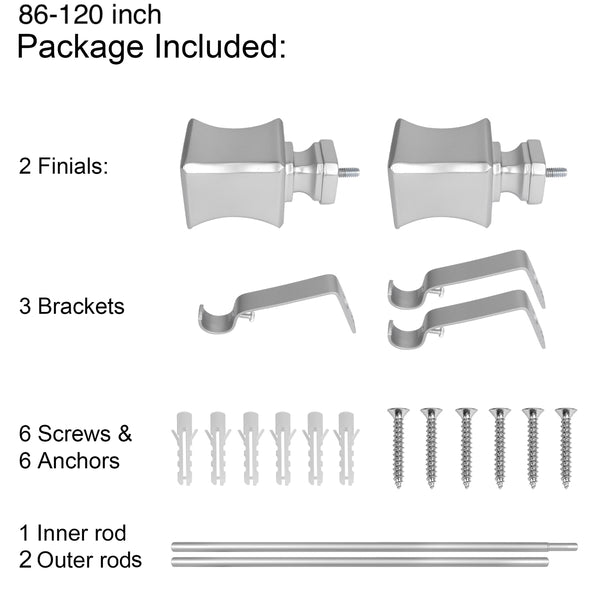 LOT97 D9XX Wall Mounted 3/4 Inch Curtain Rod - Curtain Rods For Windows, Adjustable Drapery Rods, Curtain Rods, Bedroom & Living Room Decorative Curtain Rods, Tapestry Poles