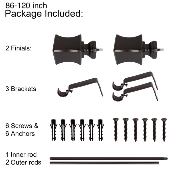 LOT97 D9XX Wall Mounted 3/4 Inch Curtain Rod - Curtain Rods For Windows, Adjustable Drapery Rods, Curtain Rods, Bedroom & Living Room Decorative Curtain Rods, Tapestry Poles