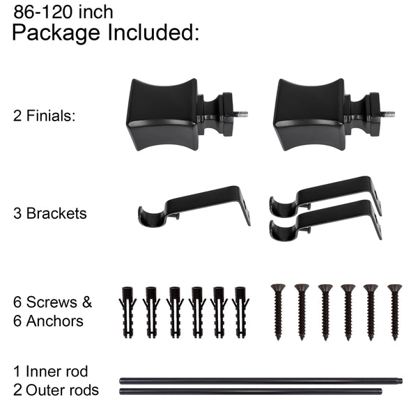 LOT97 D9XX Wall Mounted 3/4 Inch Curtain Rod - Curtain Rods For Windows, Adjustable Drapery Rods, Curtain Rods, Bedroom & Living Room Decorative Curtain Rods, Tapestry Poles
