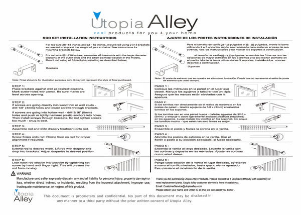 Loft97 D32RB Wall Mounted 3/4 Inch Curtain Rod - Curtain Rods For Windows 28 to 48 Inch, Adjustable Drapery Rods, Oil rubbed bronze Curtain Rods, Bedroom & Living Room Decorative Curtain Rods, Tapestry Poles (Oil rubbed bronze, 28"-48")