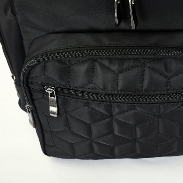 Loft97 Textured Baby Diaper Bag, Waterproof with Changing Mat, Pockets, and Insulated Pouch, Black