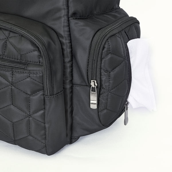 Loft97 Textured Baby Diaper Bag, Waterproof with Changing Mat, Pockets, and Insulated Pouch, Black