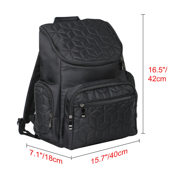 Loft97 Textured Baby Diaper Bag, Waterproof with Changing Mat, Pockets, and Insulated Pouch, Black