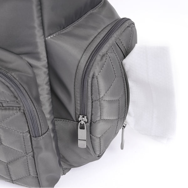 Loft97 Textured Baby Diaper Bag, Waterproof with Changing Mat, Pockets, and Insulated Pouch, Gray