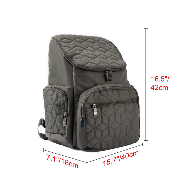 Loft97 Textured Baby Diaper Bag, Waterproof with Changing Mat, Pockets, and Insulated Pouch, Gray