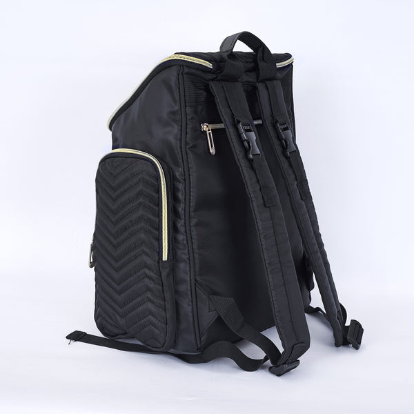 Loft97 Textured Chevron Baby Diaper Bag, Waterproof with Changing Mat, Pockets, and Stroller Straps, Black