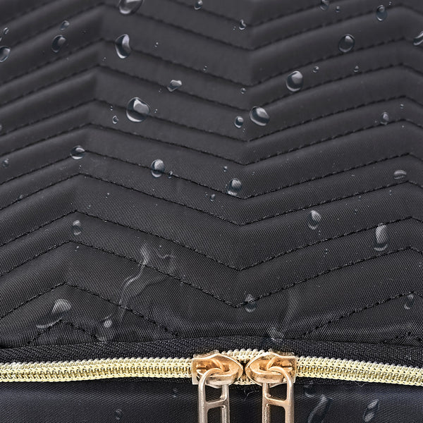 Loft97 Textured Chevron Baby Diaper Bag, Waterproof with Changing Mat, Pockets, and Stroller Straps, Black
