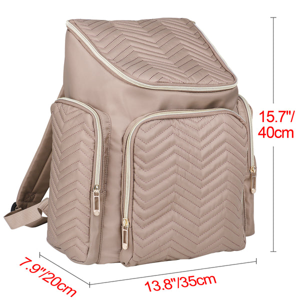 Loft97 Textured Chevron Baby Diaper Bag, Waterproof with Changing Mat, Pockets, and Stroller Straps, Khaki