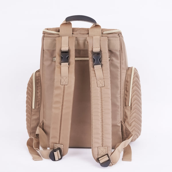 Loft97 Textured Chevron Baby Diaper Bag, Waterproof with Changing Mat, Pockets, and Stroller Straps, Khaki
