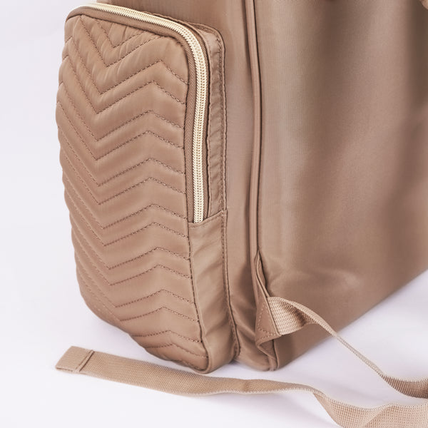 Loft97 Textured Chevron Baby Diaper Bag, Waterproof with Changing Mat, Pockets, and Stroller Straps, Khaki