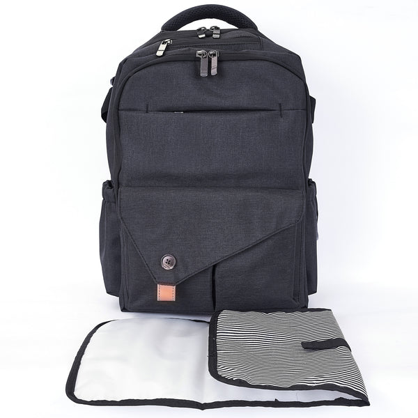 Loft97 Waterproof Baby Diaper Bag with Changing Mat, Pockets, and Stroller Straps, Black