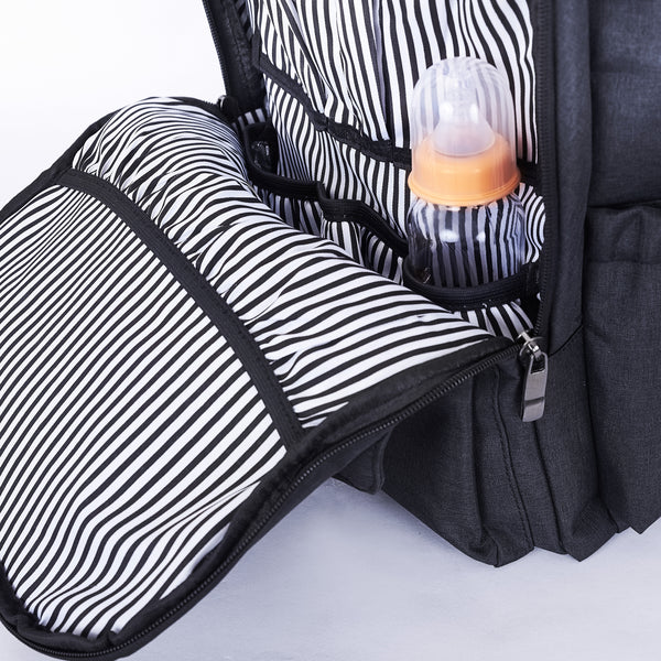 Loft97 Waterproof Baby Diaper Bag with Changing Mat, Pockets, and Stroller Straps, Black