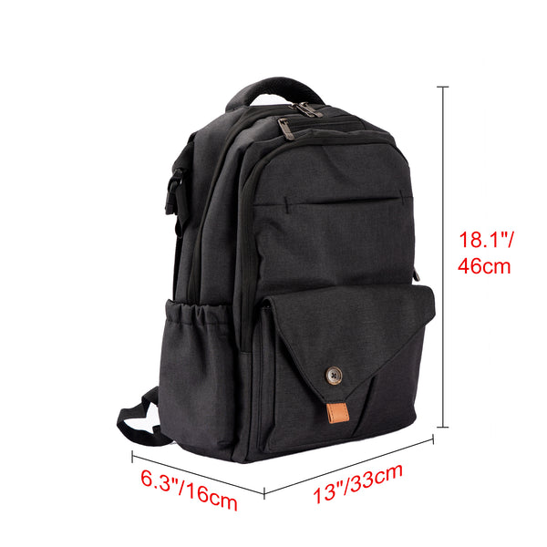 Loft97 Waterproof Baby Diaper Bag with Changing Mat, Pockets, and Stroller Straps, Black