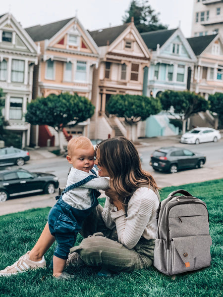 Loft97 Waterproof Baby Diaper Bag with Changing Mat, Pockets, and Stroller Straps, Gray