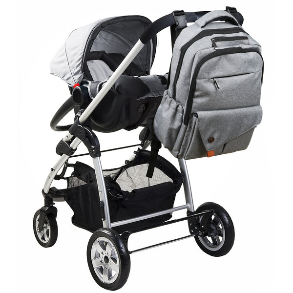 Loft97 Waterproof Baby Diaper Bag with Changing Mat, Pockets, and Stroller Straps, Gray