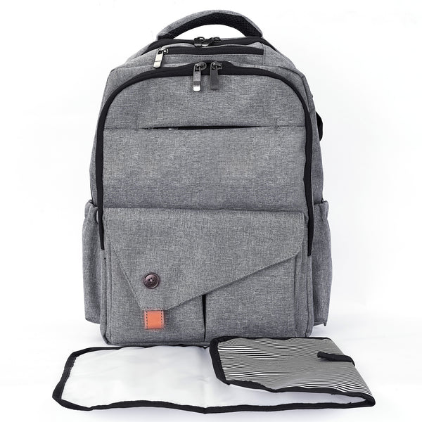 Loft97 Waterproof Baby Diaper Bag with Changing Mat, Pockets, and Stroller Straps, Gray