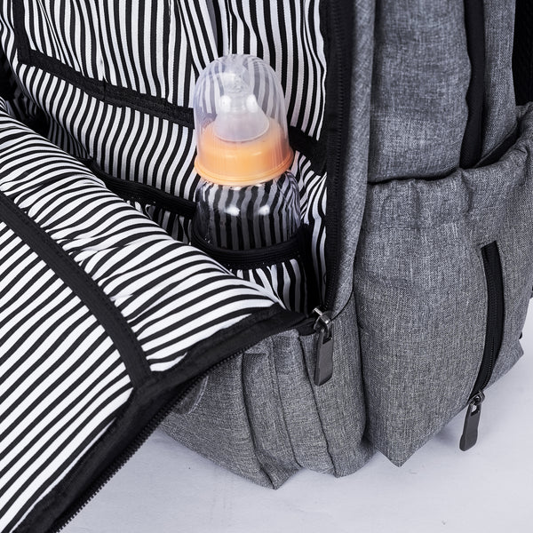 Loft97 Waterproof Baby Diaper Bag with Changing Mat, Pockets, and Stroller Straps, Gray