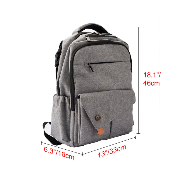 Loft97 Waterproof Baby Diaper Bag with Changing Mat, Pockets, and Stroller Straps, Gray