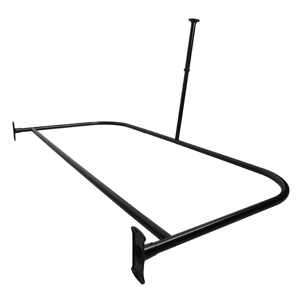 Loft97 DR1XX Rustproof Wall Mounted Aluminum D-shape Shower Rod With Ceiling Support for Freestanding Tubs, 60 Inch Large Size by 25 Inch