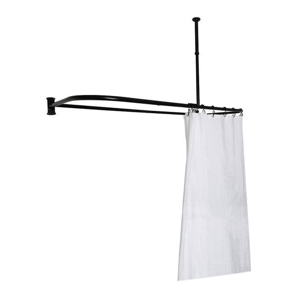 Loft97 DR1XX Rustproof Wall Mounted Aluminum D-shape Shower Rod With Ceiling Support for Freestanding Tubs, 60 Inch Large Size by 25 Inch