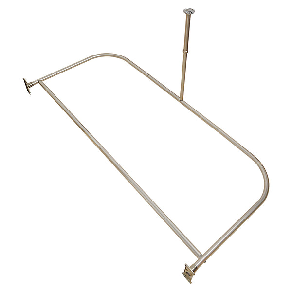 Loft97 DR1XX Rustproof Wall Mounted Aluminum D-shape Shower Rod With Ceiling Support for Freestanding Tubs, 60 Inch Large Size by 25 Inch