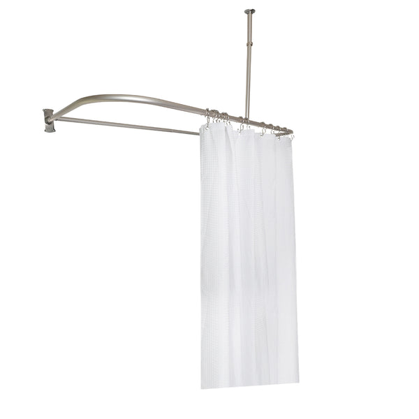 Loft97 DR1XX Rustproof Wall Mounted Aluminum D-shape Shower Rod With Ceiling Support for Freestanding Tubs, 60 Inch Large Size by 25 Inch