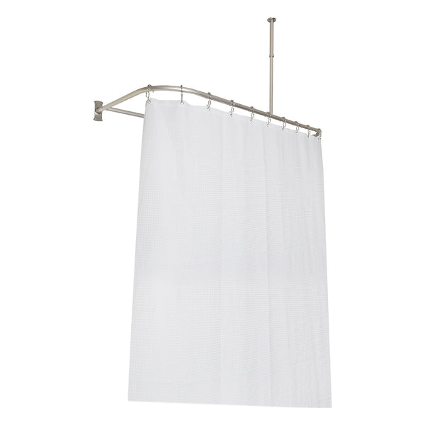Loft97 DR1XX Rustproof Wall Mounted Aluminum D-shape Shower Rod With Ceiling Support for Freestanding Tubs, 60 Inch Large Size by 25 Inch