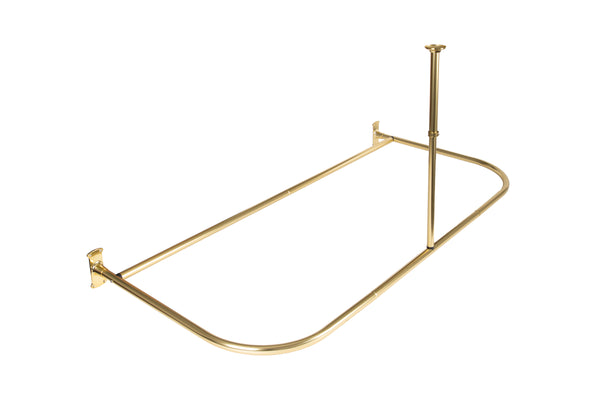 Loft97 DR1XX Rustproof Wall Mounted Aluminum D-shape Shower Rod With Ceiling Support for Freestanding Tubs, 60 Inch Large Size by 25 Inch