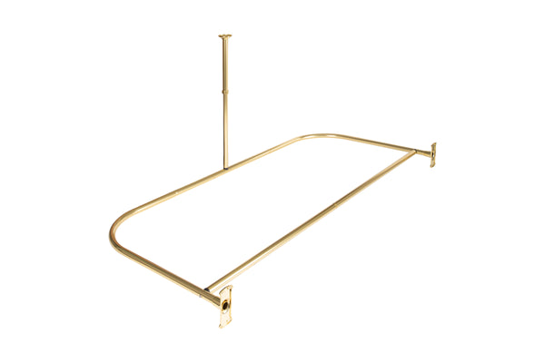 Loft97 DR1XX Rustproof Wall Mounted Aluminum D-shape Shower Rod With Ceiling Support for Freestanding Tubs, 60 Inch Large Size by 25 Inch