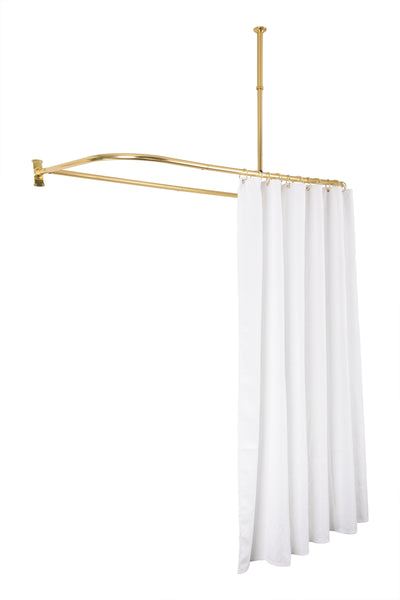 Loft97 DR1XX Rustproof Wall Mounted Aluminum D-shape Shower Rod With Ceiling Support for Freestanding Tubs, 60 Inch Large Size by 25 Inch