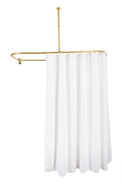 Loft97 DR1XX Rustproof Wall Mounted Aluminum D-shape Shower Rod With Ceiling Support for Freestanding Tubs, 60 Inch Large Size by 25 Inch