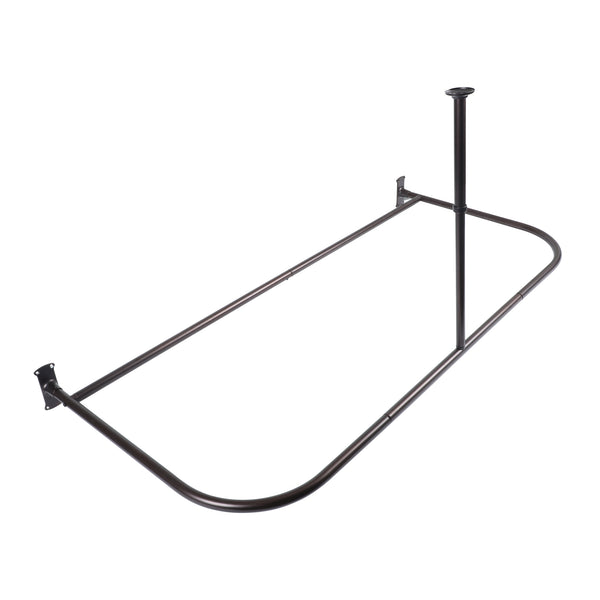 Loft97 DR1XX Rustproof Wall Mounted Aluminum D-shape Shower Rod With Ceiling Support for Freestanding Tubs, 60 Inch Large Size by 25 Inch