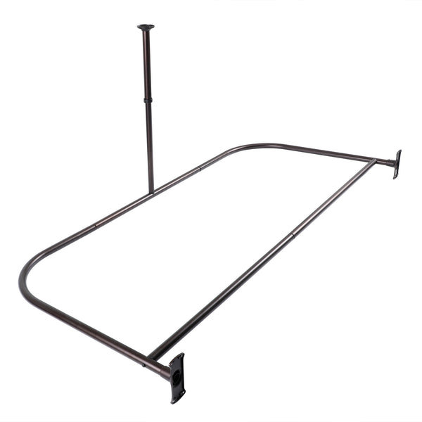 Loft97 DR1XX Rustproof Wall Mounted Aluminum D-shape Shower Rod With Ceiling Support for Freestanding Tubs, 60 Inch Large Size by 25 Inch