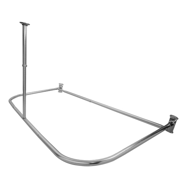 Loft97 DR1XX Rustproof Wall Mounted Aluminum D-shape Shower Rod With Ceiling Support for Freestanding Tubs, 60 Inch Large Size by 25 Inch