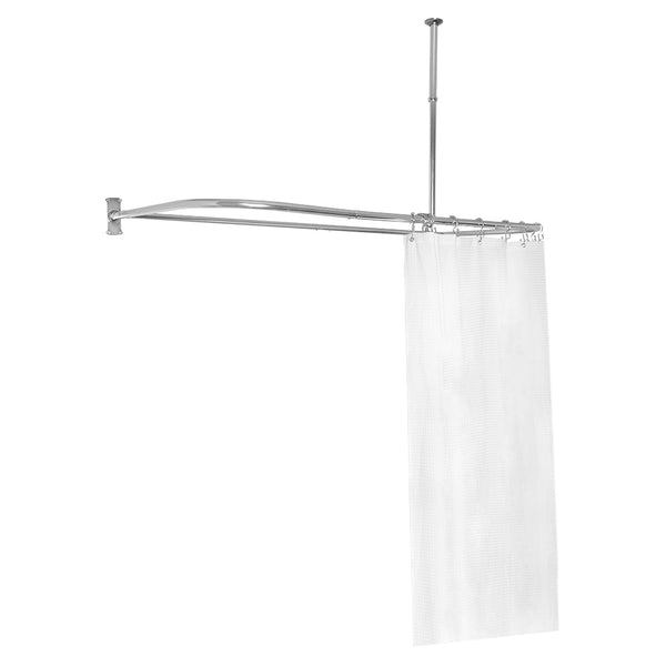 Loft97 DR1XX Rustproof Wall Mounted Aluminum D-shape Shower Rod With Ceiling Support for Freestanding Tubs, 60 Inch Large Size by 25 Inch