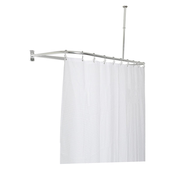 Loft97 DR1XX Rustproof Wall Mounted Aluminum D-shape Shower Rod With Ceiling Support for Freestanding Tubs, 60 Inch Large Size by 25 Inch