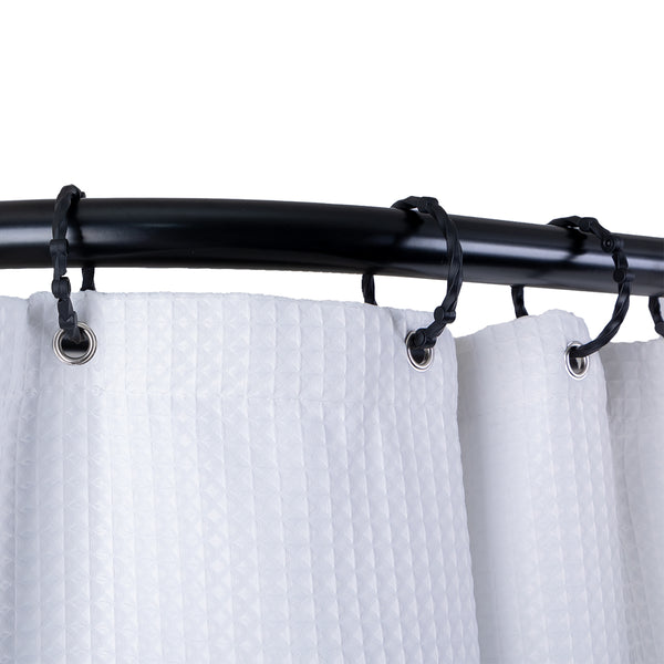 Loft97 DR9XX Rustproof Wall Mounted Aluminum D-shape Shower Curtain Rods With Ceiling Support for Freestanding Tubs, 60 Inch Large Size by 25 Inch, with White Shower curtain 180x70 inch