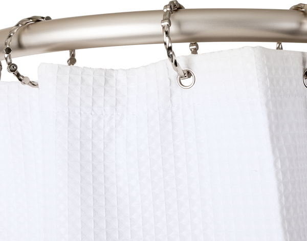 Loft97 DR9XX Rustproof Wall Mounted Aluminum D-shape Shower Curtain Rods With Ceiling Support for Freestanding Tubs, 60 Inch Large Size by 25 Inch, with White Shower curtain 180x70 inch