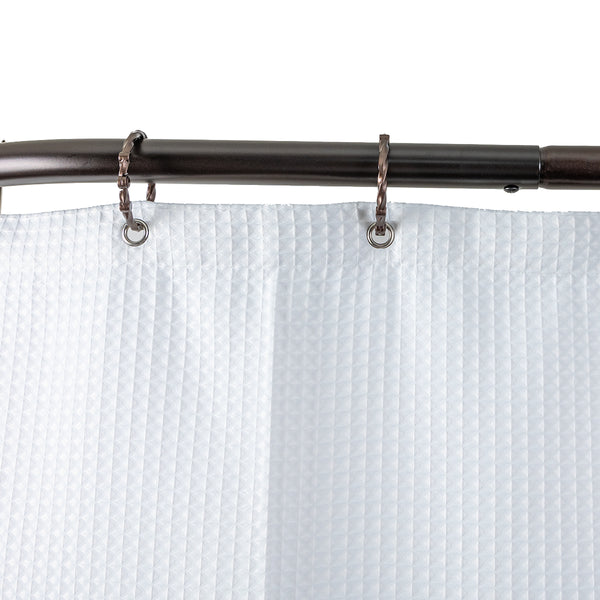 Loft97 DR9XX Rustproof Wall Mounted Aluminum D-shape Shower Curtain Rods With Ceiling Support for Freestanding Tubs, 60 Inch Large Size by 25 Inch, with White Shower curtain 180x70 inch