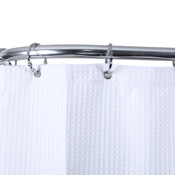 Loft97 DR9XX Rustproof Wall Mounted Aluminum D-shape Shower Curtain Rods With Ceiling Support for Freestanding Tubs, 60 Inch Large Size by 25 Inch, with White Shower curtain 180x70 inch