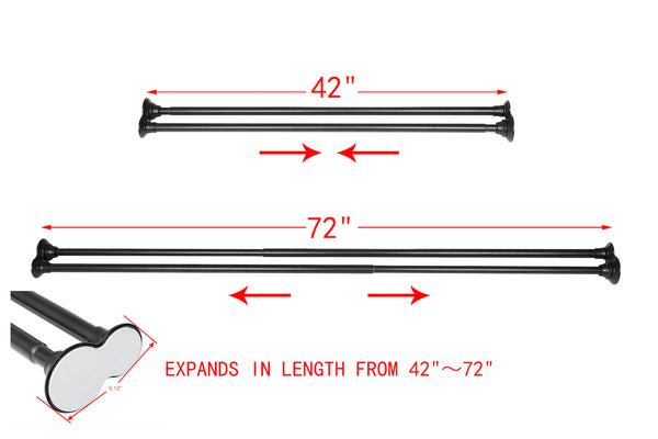 Loft97 DS1XX Adjustable 72-Inch Double Shower Curtain Tension Rods - Rust-Proof Aluminum with  Rubber End Cap, Easy Installation - Extendable, Ideal for Bathroom, Retractable, Wall-to-Wall - No Drilling