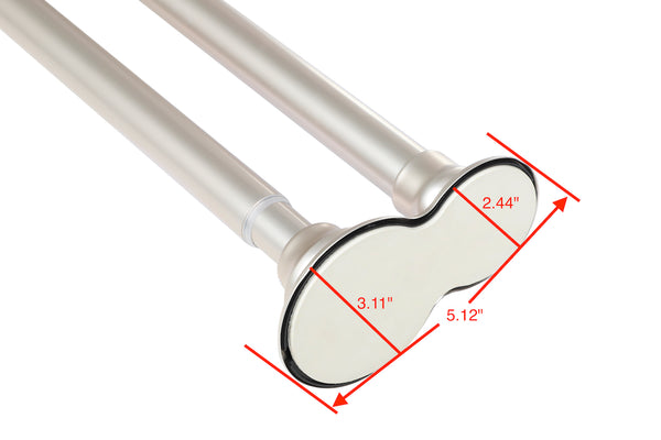 Loft97 DS1XX Adjustable 72-Inch Double Shower Curtain Tension Rods - Rust-Proof Aluminum with  Rubber End Cap, Easy Installation - Extendable, Ideal for Bathroom, Retractable, Wall-to-Wall - No Drilling
