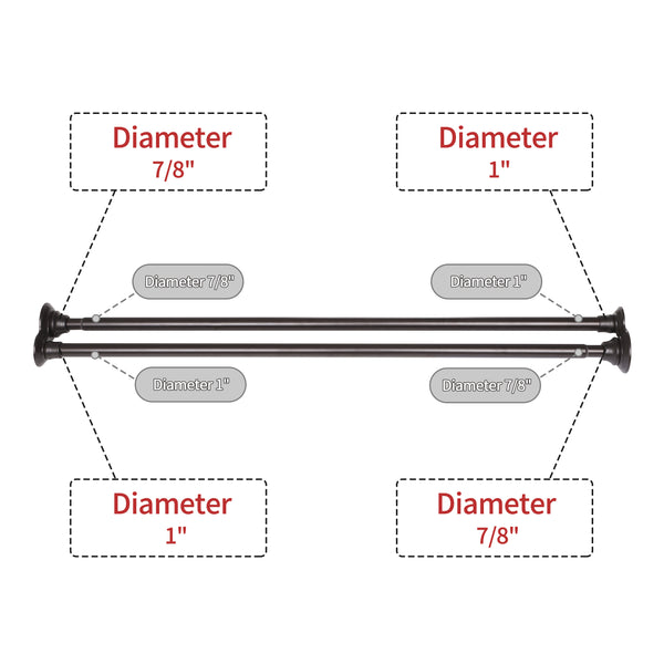 Loft97 DS1XX Adjustable 72-Inch Double Shower Curtain Tension Rods - Rust-Proof Aluminum with  Rubber End Cap, Easy Installation - Extendable, Ideal for Bathroom, Retractable, Wall-to-Wall - No Drilling