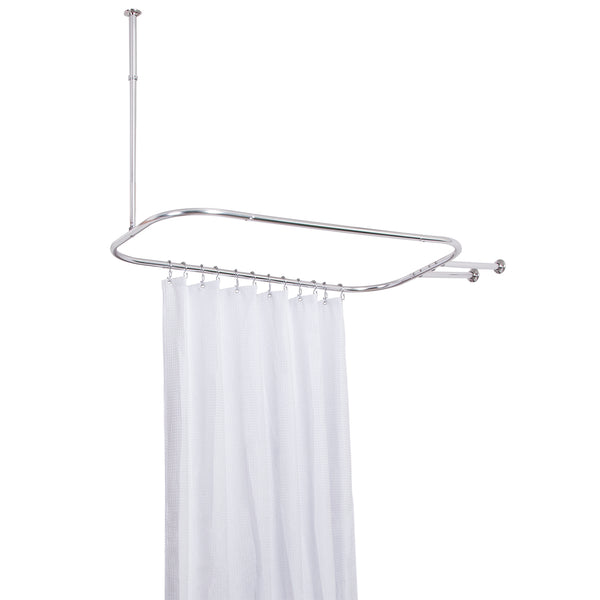 Loft97 HP1XX & HP2XX Rustproof Wall Mounted Aluminum Hoop Shower Rod With Ceiling Support for Clawfoot Tub, 54 Inch Extra Large Size by 26 Inch